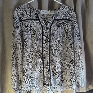 Fever Black and White Animal Print Blouse